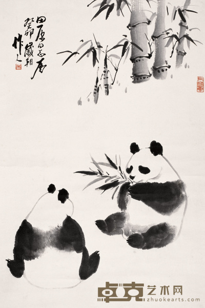 吴作人 1963年作 熊猫 立轴 88×58cm