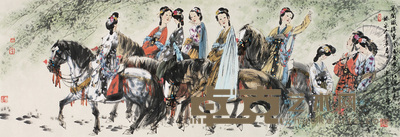 冯远 游春图 镜心 36×102cm
