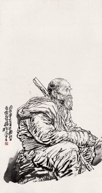 杨晓阳 1989年作 人物写生 镜心