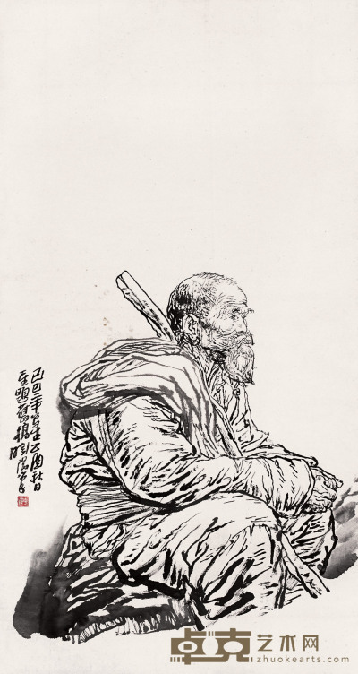 杨晓阳 1989年作 人物写生 镜心 128×67cm