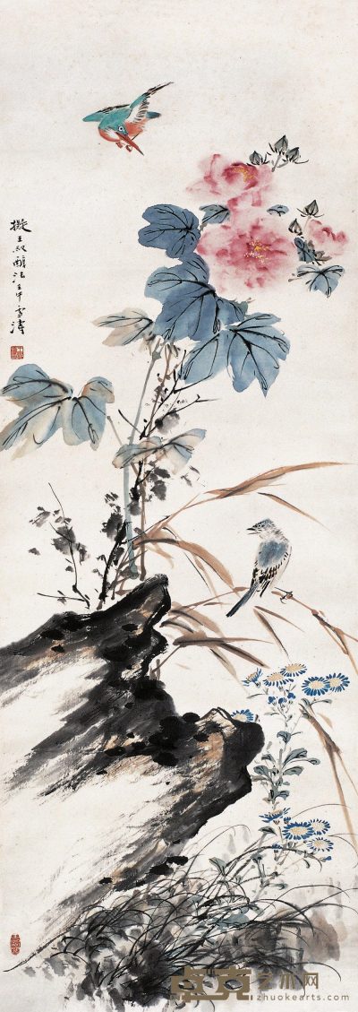 王雪涛 1942年作 花鸟 立轴 99×36cm