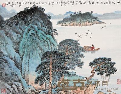 宋玉麟  泛舟图 镜心 31×40cm