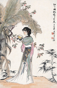 刘旦宅 1979年作 蕉荫仕女 立轴