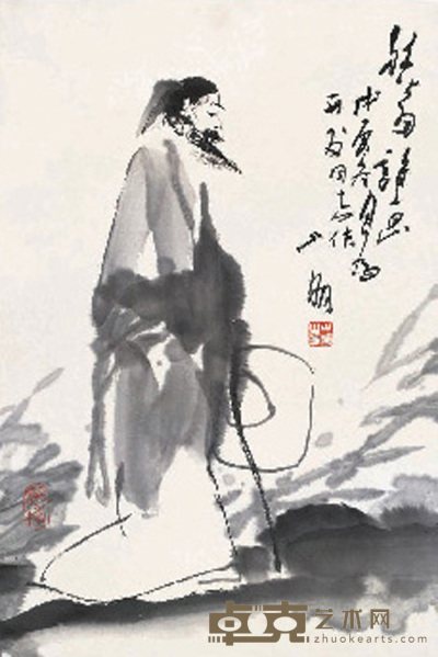 吴山明 1988年作 人物 立轴 71×48cm