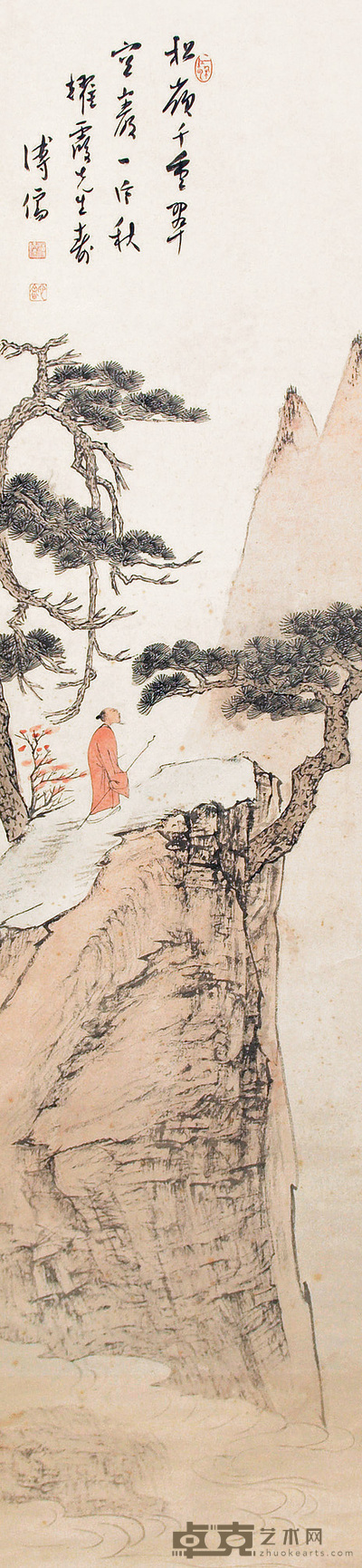 溥儒 人物 镜心 131×31cm