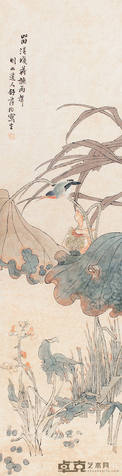舒浩 花鸟 立轴 148×39cm