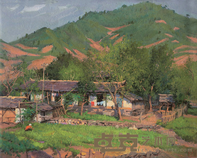 沙白 山村农家 33×41cm