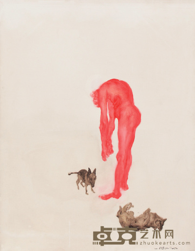 周春芽 红人与狗 115×90cm