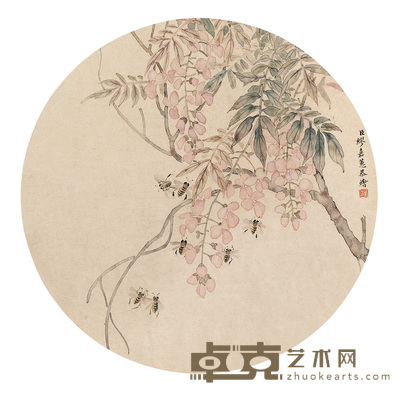缪嘉蕙 花卉 团扇 直径7.5cm