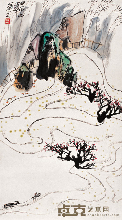 李华生 甲子(1984年)作 山水 镜心 76×42cm