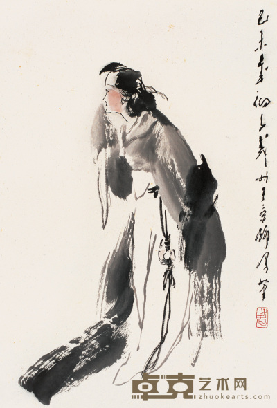 王子武 己未(1979年)作 梅妃 镜心 68×46cm
