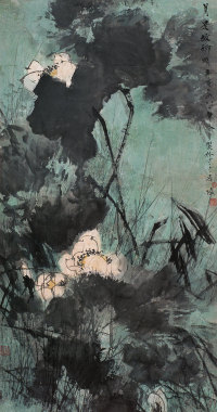 林墉 辛酉(1981年)作 月是故乡明 镜心