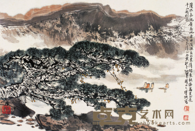 刘宝纯 丙寅(1986年)作 千山起松风 镜心 40×60cm
