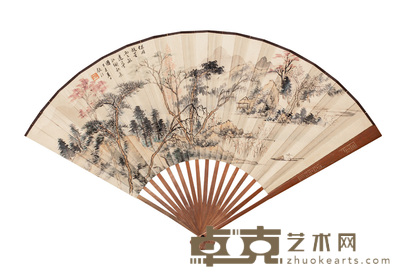 吴镜汀 山水 成扇 18×50cm