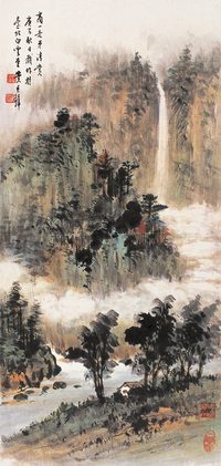 黄君璧 庚子(1960年)作 山水 镜心