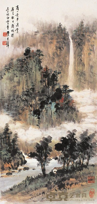 黄君璧 庚子(1960年)作 山水 镜心 70×33cm