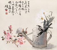 高剑父等 1936年作 花卉 立轴