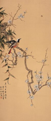 谢临风 花鸟 立轴