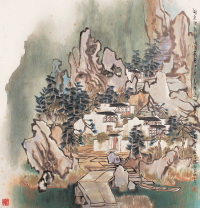 方骏 乙亥(1995年)作 山水 镜心