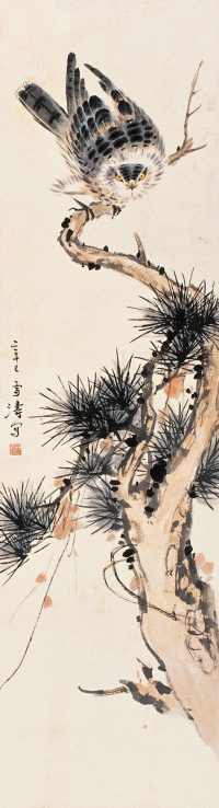 王雪涛 辛巳(1941年)作 松鹰图 镜心