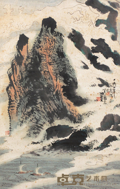 陈家泠 山水 立轴 67×42cm