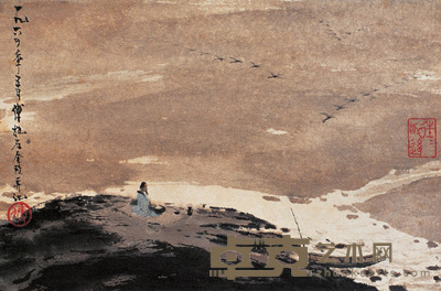 傅抱石 1964年作 坪沙落雁 镜心 19×28cm