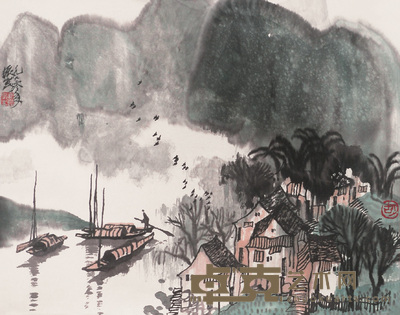 胡振崑 山水 立轴 32×42cm