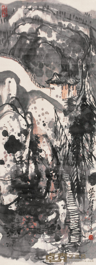 胡振崑 山居 立轴 95×35cm
