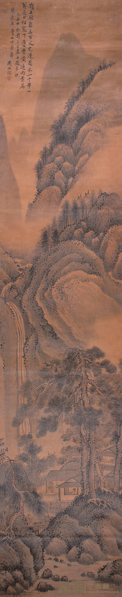 周洽 山水 立轴 221×45cm