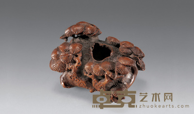 清早期 竹雕松树水呈 长7.6cm