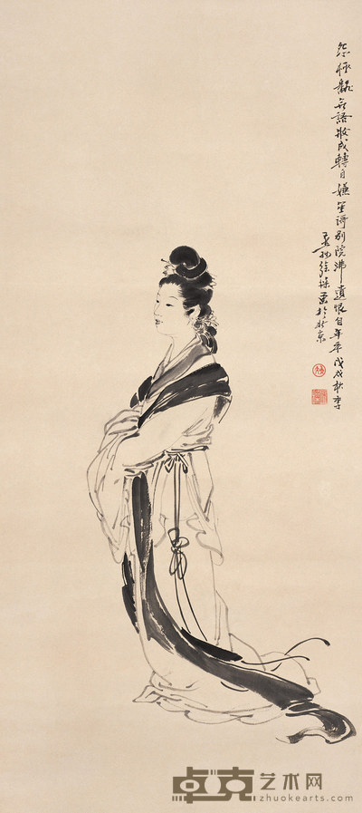 徐操 1958年作 仕女 立轴 95×43cm