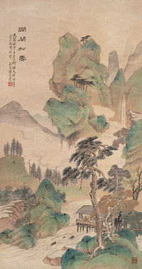 黄山寿 1908年作 涧阁松云 立轴