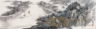 崔松石 山水 镜心 32×106cm