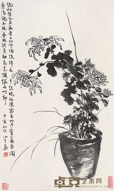 何涵宇 瓶菊 立轴 80×48cm