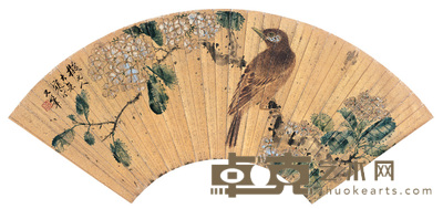 江寒汀 花鸟 扇面 18×50.5cm