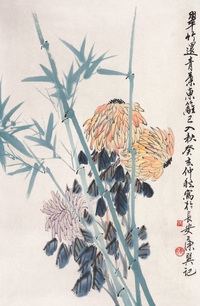 康师尧 花鸟 立轴