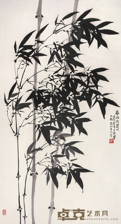 力群 墨竹 立轴 122×69cm