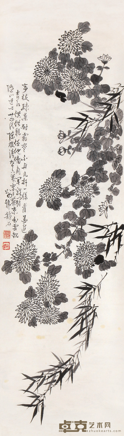 陈剑峰 耐霜寒图 立轴 178×48cm