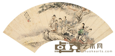 李育 人物 扇面 18×52cm