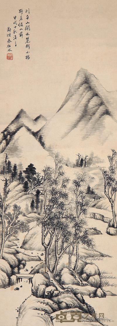 秦祖永 山水 立轴 82×31cm