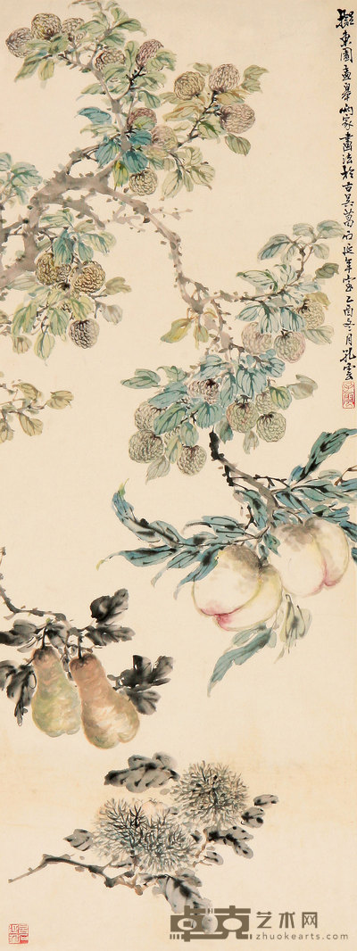 孔云 蔬果图 立轴 97×37cm