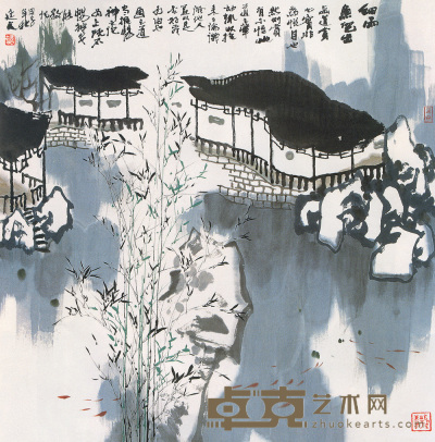 杨延文 甲子(1984年)作 细雨 立轴 68×66cm