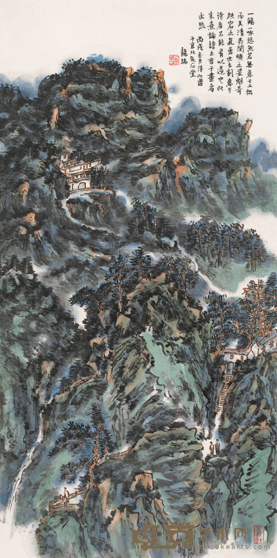 龙瑞 丙戌(2006年)作 山水 立轴 136×68cm