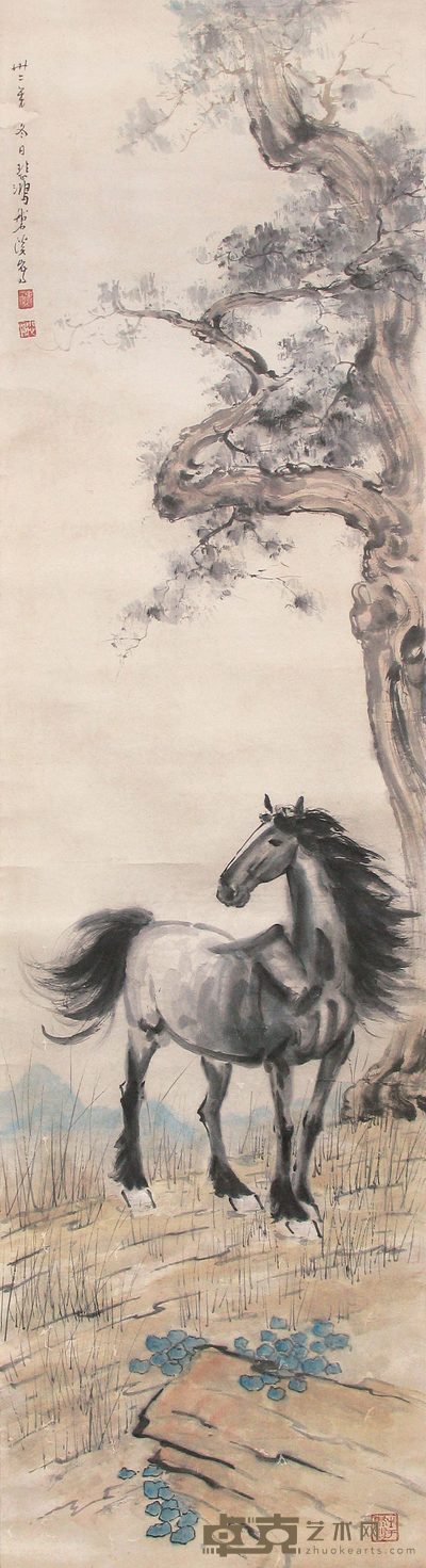 徐悲鸿 立马 立轴 179×48.5cm