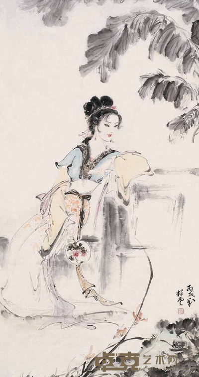 刘静云 2006年作 仕女 镜心 136×69cm