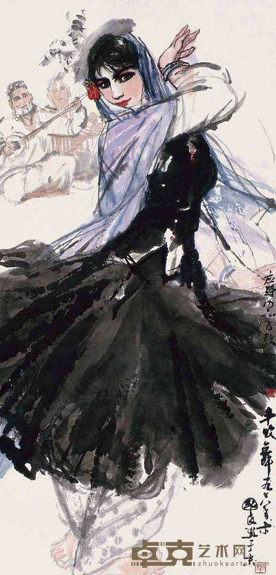 史国良 1978年作 丰牧舞 立轴 95×45cm