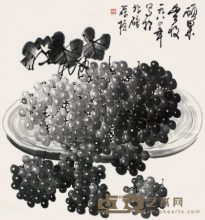 苏葆祯 葡萄 立轴 66×67cm
