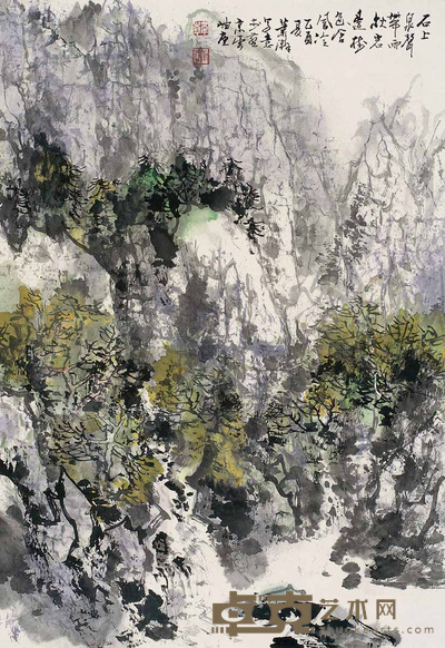 韩萧瀚 2005年作 秋山流泉 镜心 68×136cm