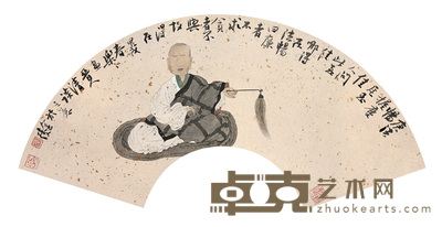 徐乐乐 1994年作 人物扇面 镜心 17×53cm