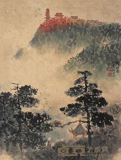 钱松嵒 延安一景 镜心 33×25cm